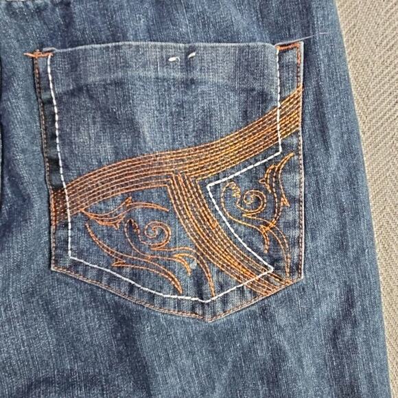 Old Skool Jeans Men's Size 34x30 Wide Leg Denim Pants Y2K Embroidered Pockets - Picture 8 of 16